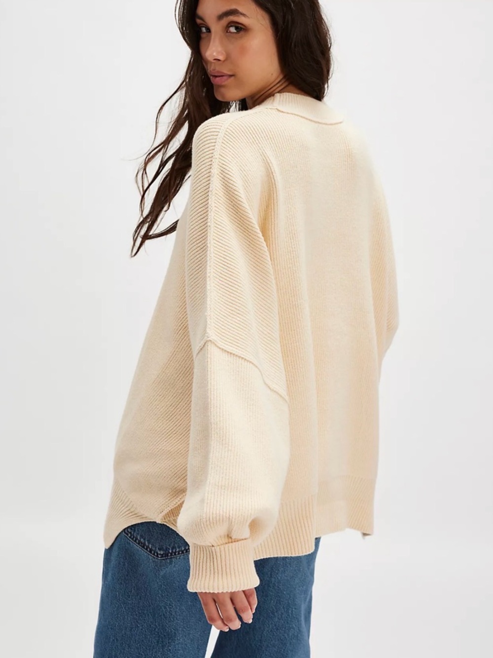 Free People Easy Street tunic sweater in Cream